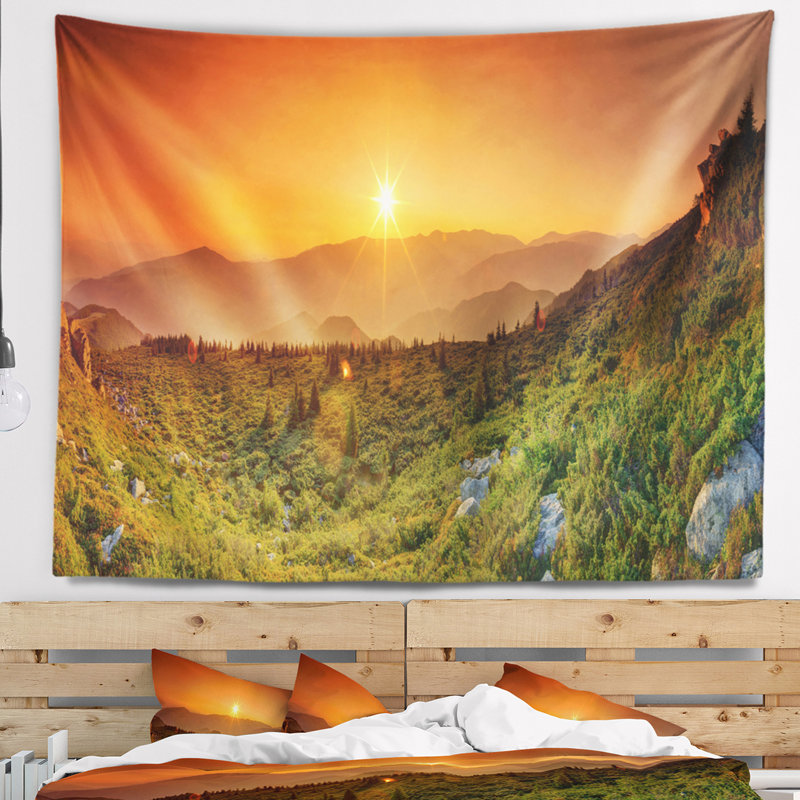 Tapisserie abstraite «Summer in montagnes», H 32 po x l 39 po