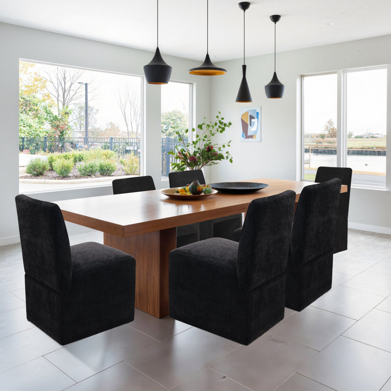 Cindina Luxe Upholstered Modern Fabric Black Dining Chairs With High Back Support & Extra Wide Seat, Black