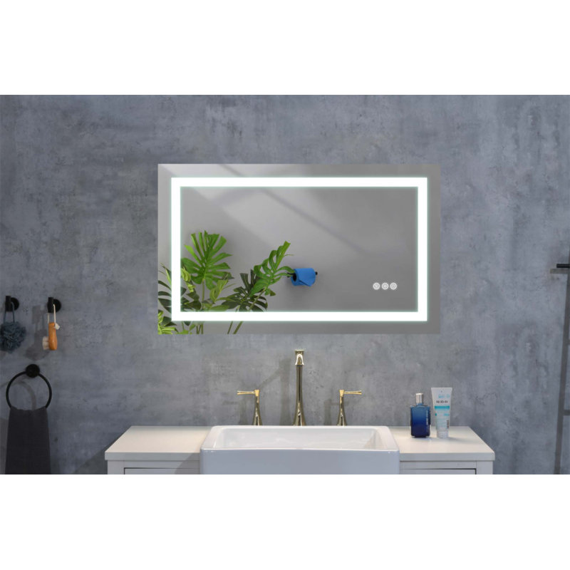 Miroir de salle de bain à DEL avec avant et rétroéclairage, anti-buée, mémoire, 3 températures de couleur, à intensité variable, 36 po x 24 po