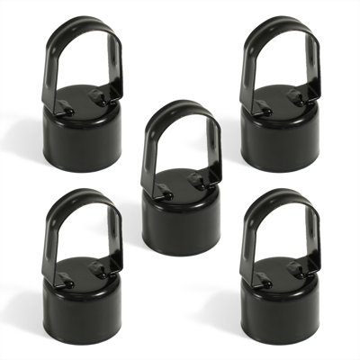 Black Galvanized Chain Link Fence Eye Top Rail Cap, Use for 1-7/8" Outside Diameter Post and 1-5/8" Top Rail, Loop Cap, Chain Link Fence Parts, Hardware for Gate, Post, Pack of 5