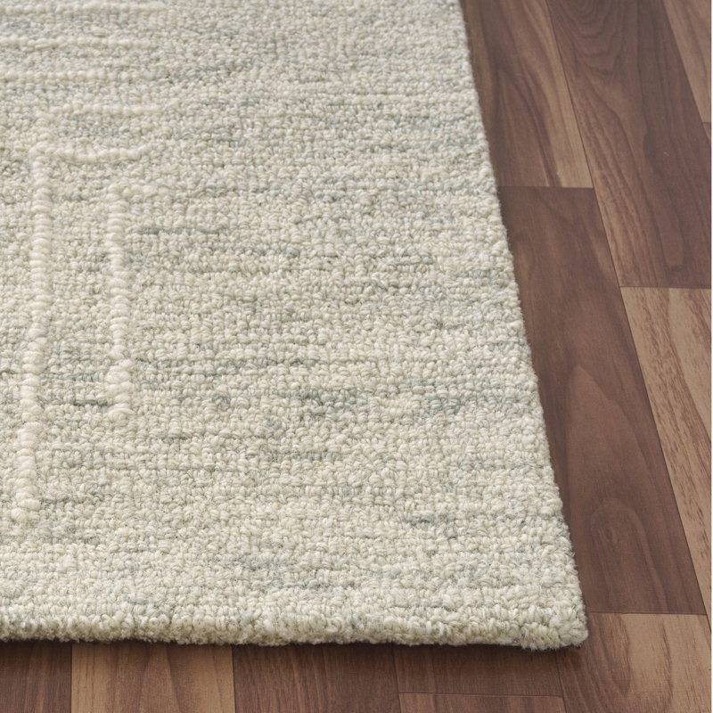 Tapis d'intérieur décontracté en laine naturelle fait à la main, Rectangle de 10 pi x 14 pi