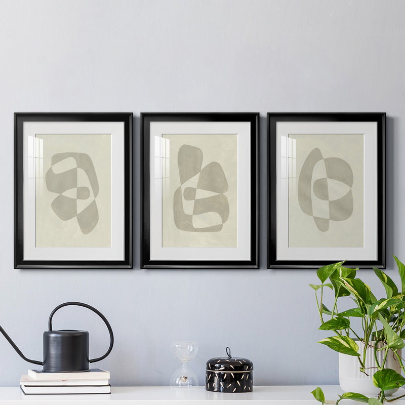 Soft Shape I - Ensemble de 3 cadres photo, Cadre noir, H 36,5 po x l 79,5 po x P 1 po