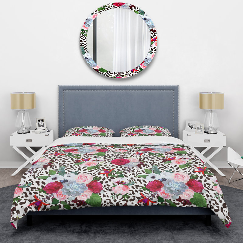 Floral Animal Design - Ensemble de housse de couette animaux - Microfibre de polyester