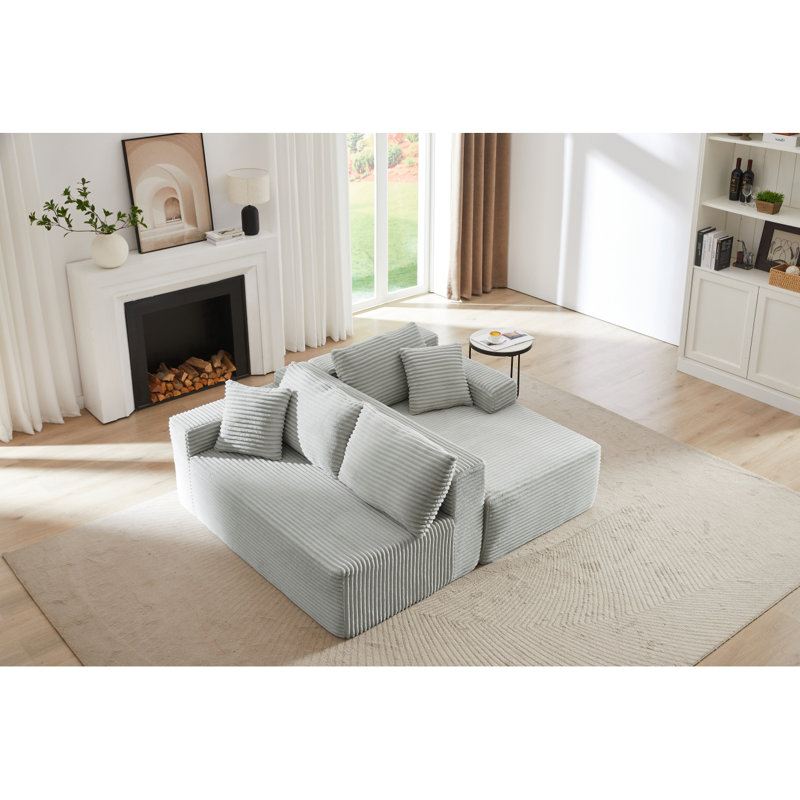 Canapé modulaire en L avec siège profond, sans assemblage requis, canapé modulaire pour salon, chambre à coucher, appartement, gris clair