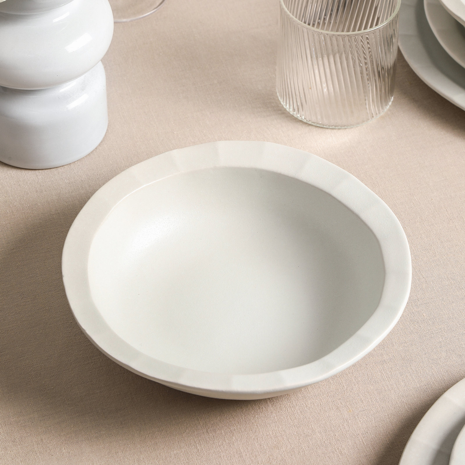 Oasis Stoneware Pasta Bowl, White