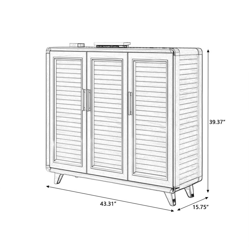 Rangement pour chaussures en alliage d'aluminium noyer, H 39,37 po x l 43,31 po x P 15,75 po