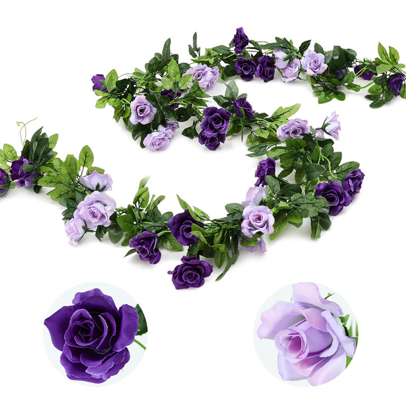 3PCS 23,7pi guirlande de fleurs mauves artificielles