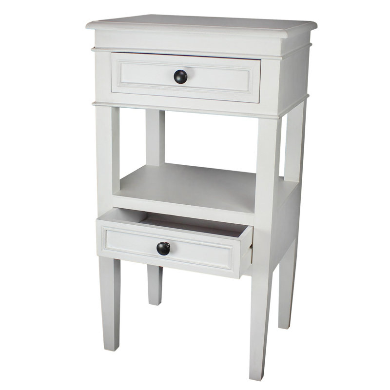 Table de bout à 4 tiroirs avec rangement Braddy, Blanc