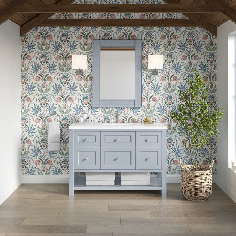 Breckenridge 48'' W Single Vanity, Serenity Blue, 8" Widespread, White Zeus