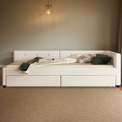 Élégant lit plateforme tapissier avec design USB et beaucoup de rangement sous le lit, pas besoin de sommier tapissier