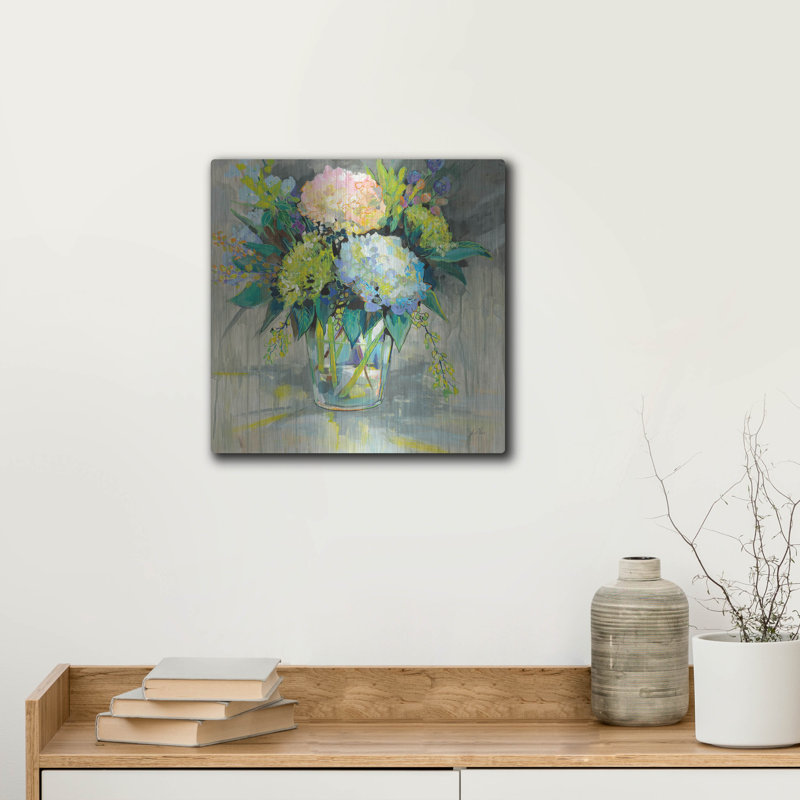 "Hortensias du jardin" par Jeanette Vertentes, H 12 po x l 12 po