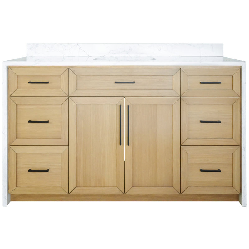Akalya 60" Bathroom Vanity Set, White Oak