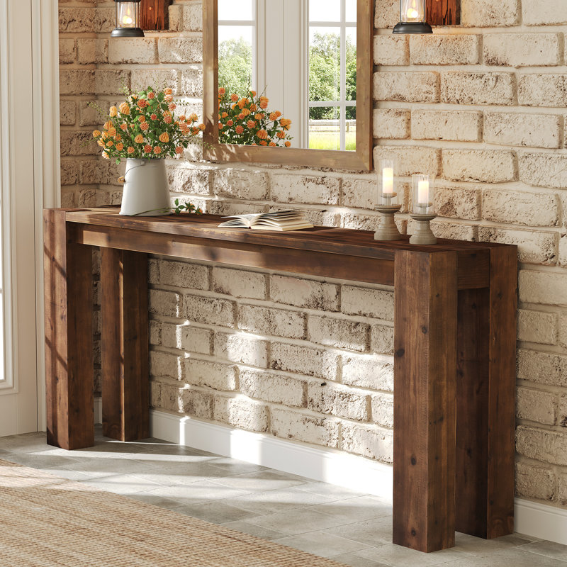 70.9 inch Brown Solid Wood Console Table for Entryway, Brown