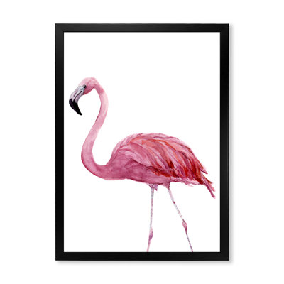 Flamant rose sur fond blanc III - Peinture sur toile