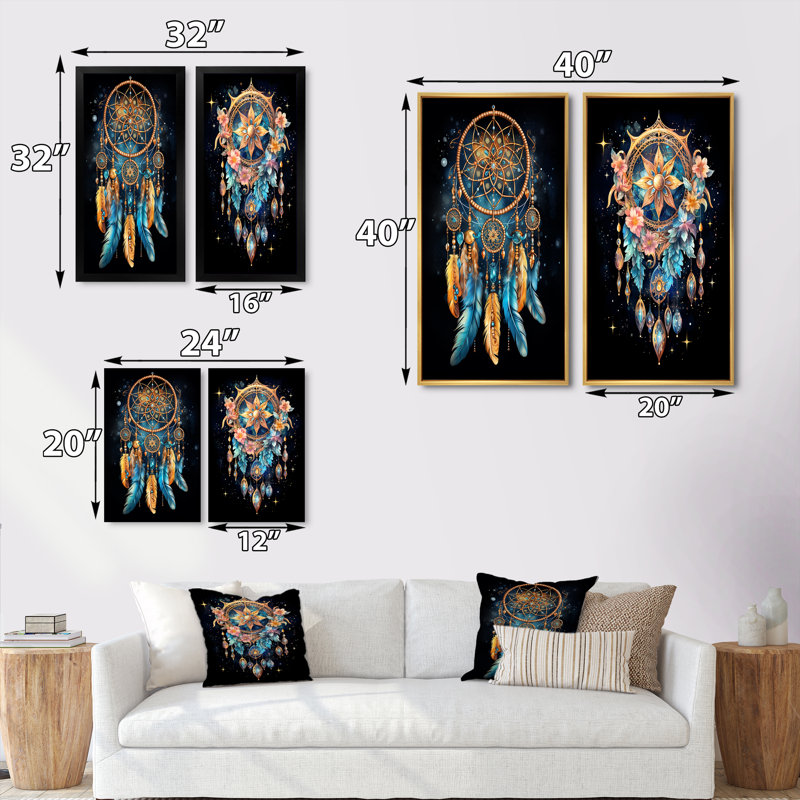 Dreamcatcher Dreams Interceptor "Dreamcatcher Dreams Interceptor" 2 - pièces sur, H 32 po x l 32 po, Toile tendue