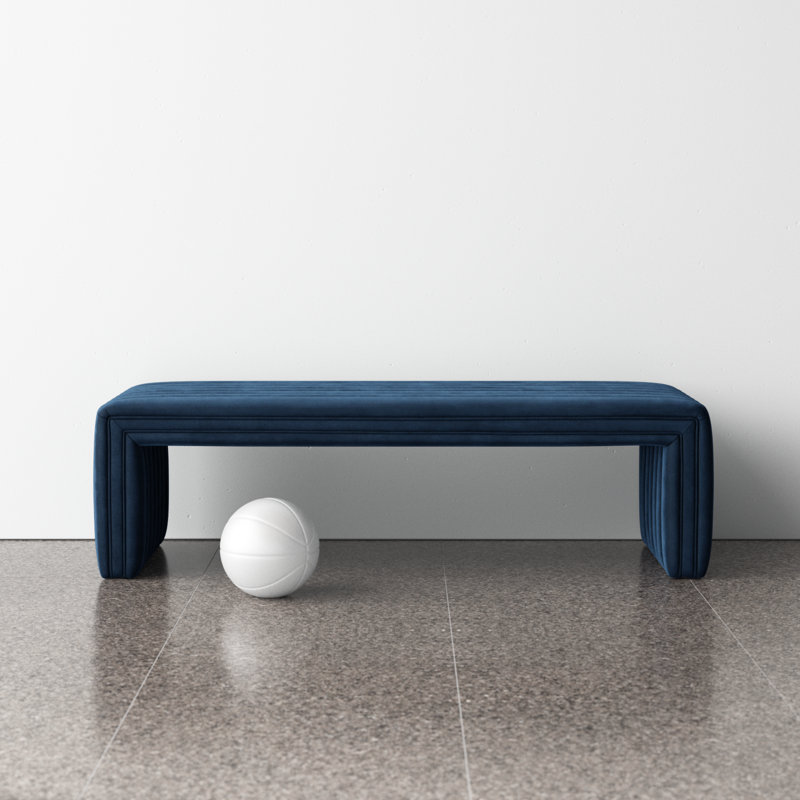 Brandt 61" Upholstered Bench, Sapphire Navy