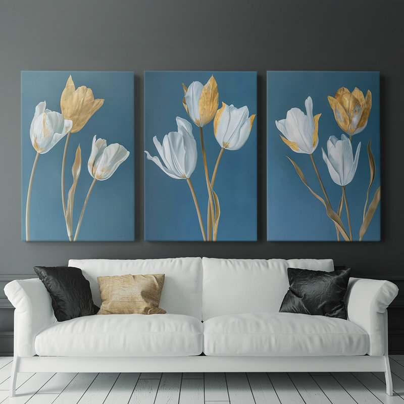 Floral Study Series XLIX - ensemble de toiles tendues avec châssis Premium - prêt à être accroché