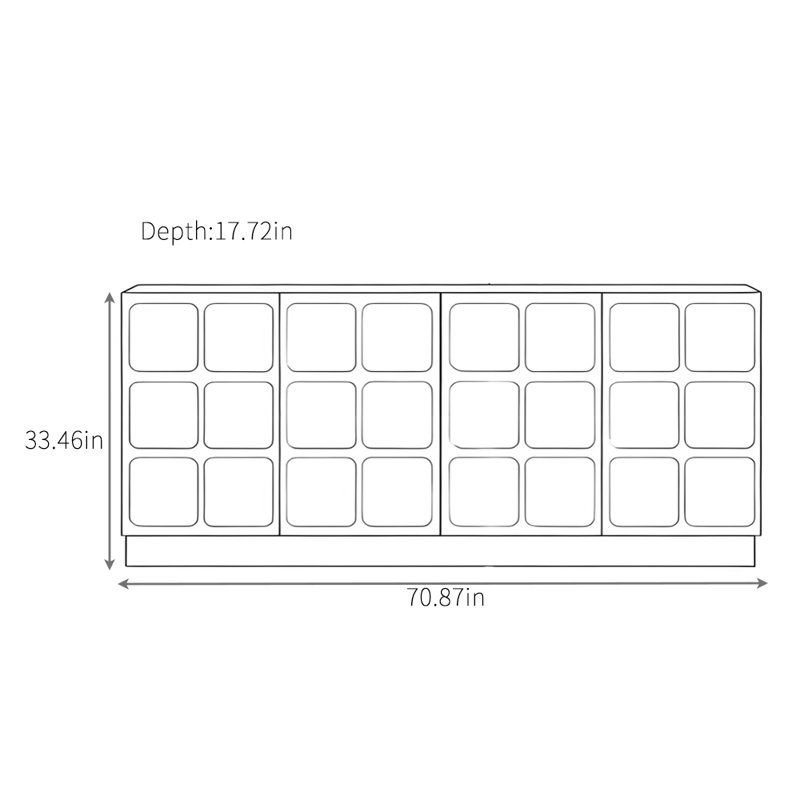 Buffet rétro, H 33,46 po x l 70,87 po x P 17,72 po