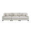 Canapé modulaire rembourré 3 pièces en chenille blanc cassé avec accoudoirs et coussins décoratifs-690316128