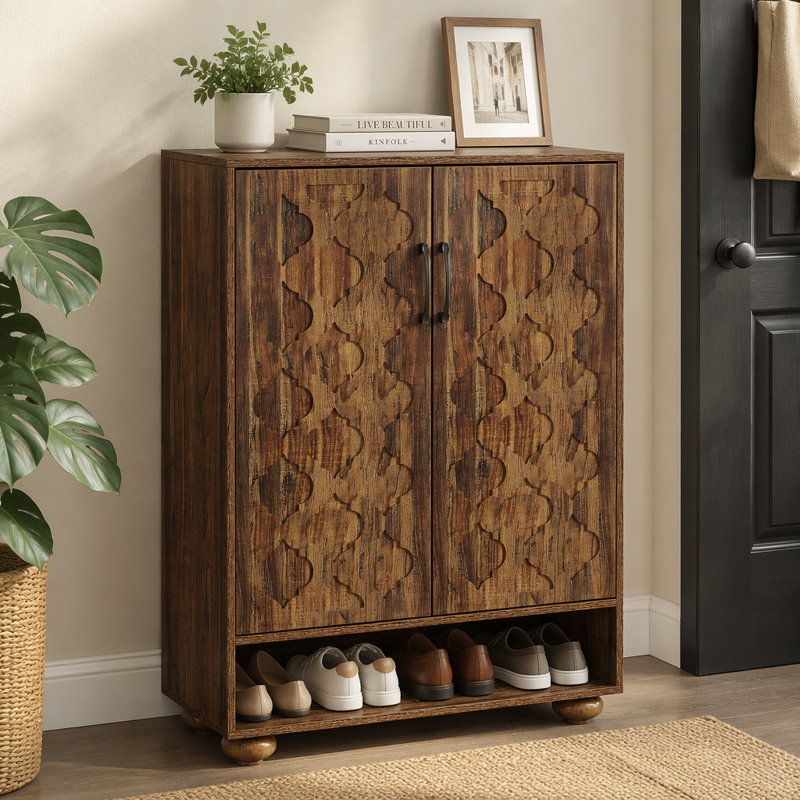 Armoire à chaussures 31,5 ", étagère à chaussures à 6 niveaux avec tablettes réglables