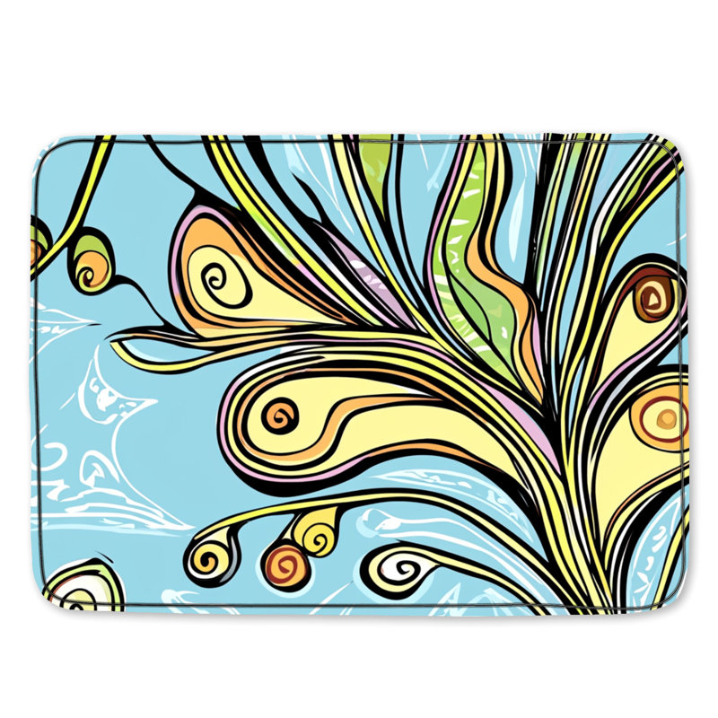 Tapis de bain floral, L 24 po x L 17 po