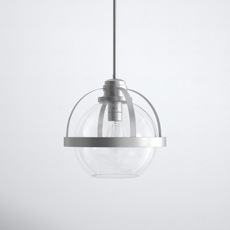 Willem Single Globe Glass Pendant in Satin Nickel, Satin Nickel