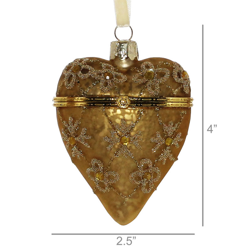 Ornement suspendu à médaillon en forme de cœur bejewelé, Or