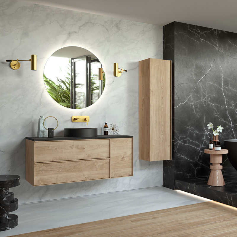 Palma Wall Mounted Bathroom Cabinet, Natural Oak