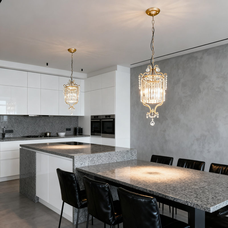 1-light Dimmable Crystal Pendant Light