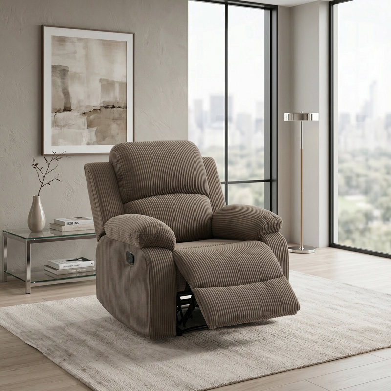 Fauteuil de détente manuel en velours côtelé Luxe Peanut Color (1 pièce), Brown Corduroy