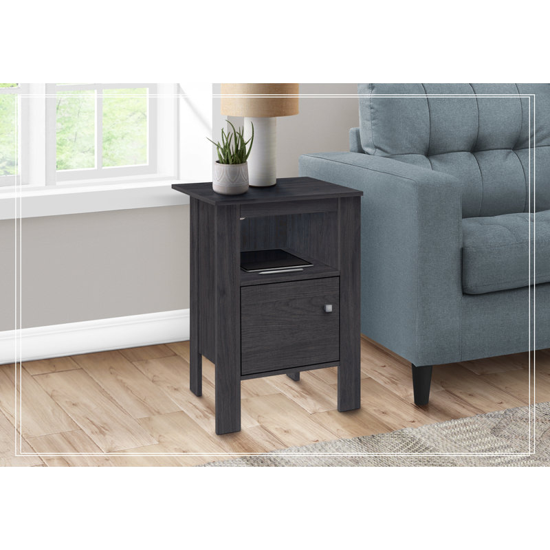 Table d'appoint, côté, bout, table de chevet, lampe, rangement, salon, chambre à coucher, stratifié, transitionnel, Chêne