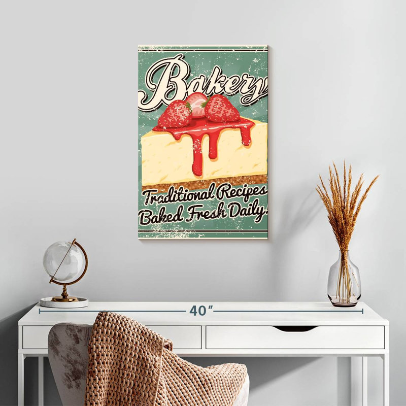 Plaque murale Kema Strawberry Cheesecake Bakery, H 24 po x l 16 po