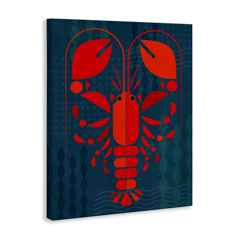 «Nautical Lobster Shape Canvas» par June Erica Vess, H 30 po x l 24 po
