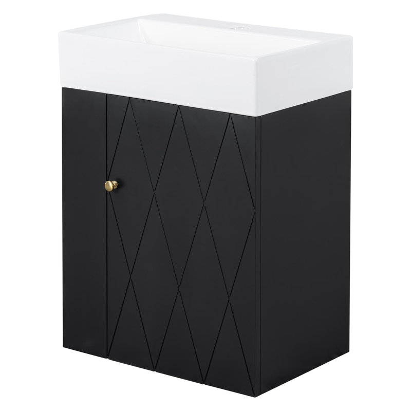 Diamond Pattern Door Design 20-Inch Bathroom Vanity, Black