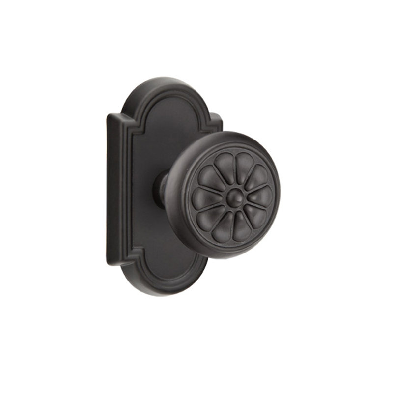 Ensemble de boutons-poussoirs à cylindre simple Emtek avec bouton rosette et pétales # 11, Dos plat, Oui