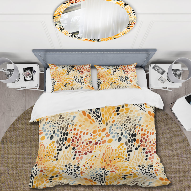 King Size Watercolor Polka Dot Microfiber Duvet Cover Set