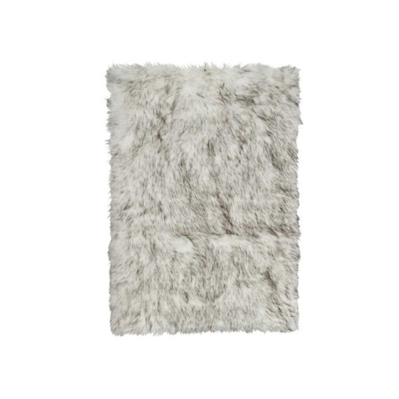 France Gray Faux Fur Area Rug, Rectangle 3' x 5'