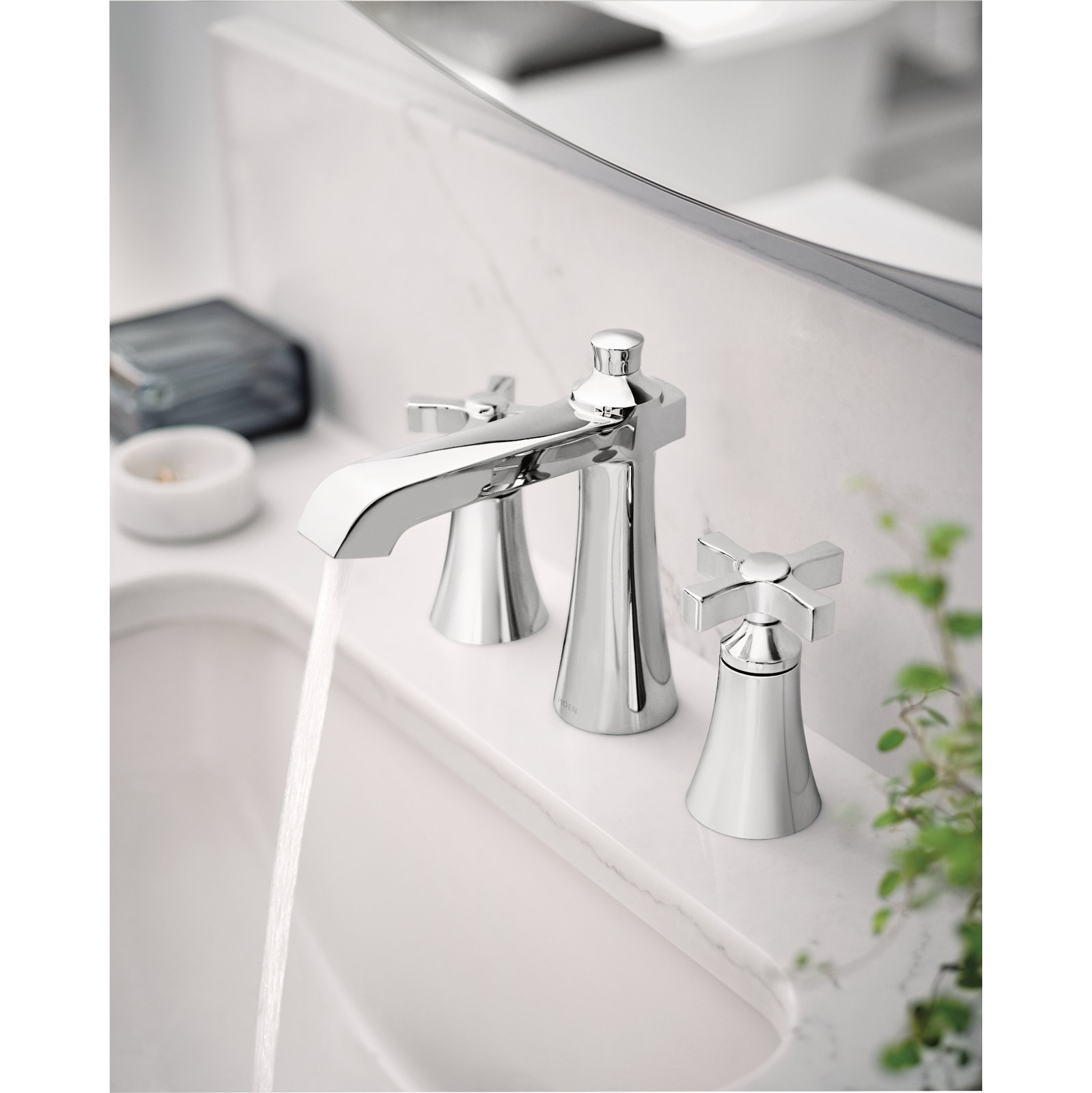 Flara Cross-Handle Widespread Faucet Trim, Chrome