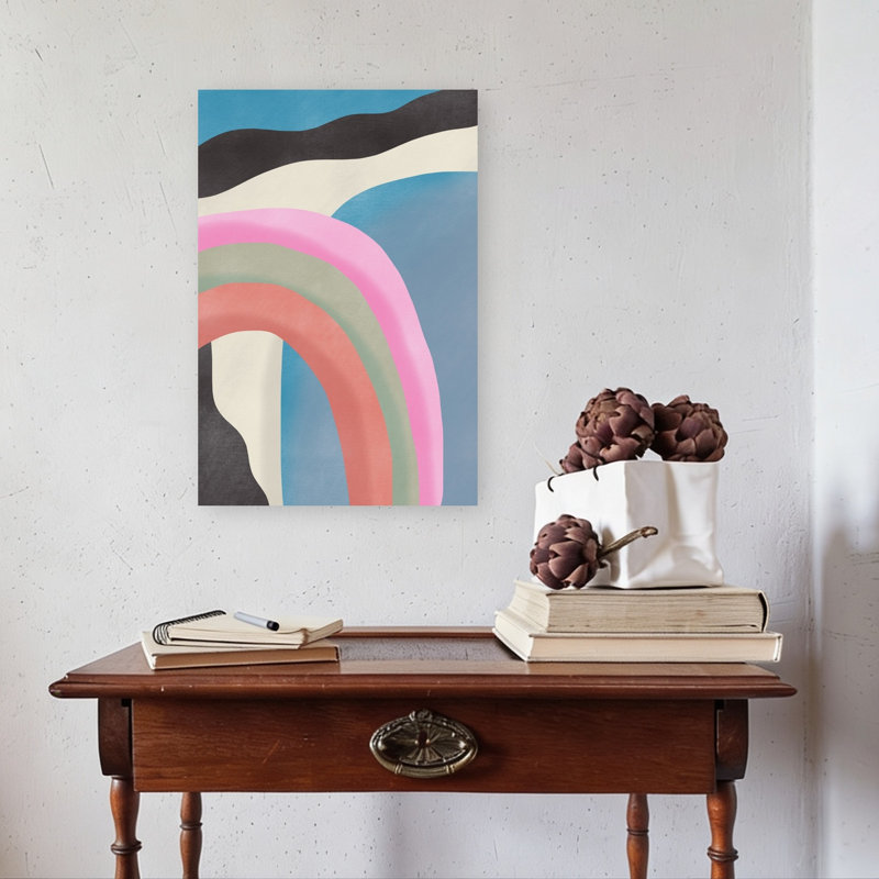 Gentle Rainbow Arcs Abstract Colorful Contemporary Landscape Nature Wall Art Print, 60.96cm H x 40.64cm W