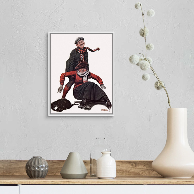 Art mural sur toile The Novice Skater, H 16 po x l 13 po x P 1,75 po, Cadre flottant blanc
