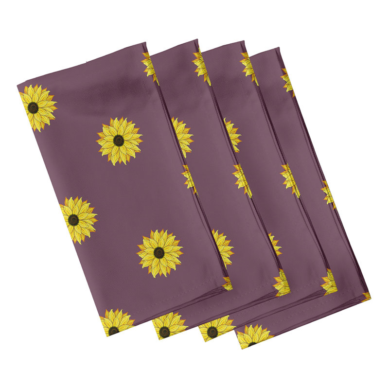 Chrisaun Polyester Floral Square Napkin, Purple