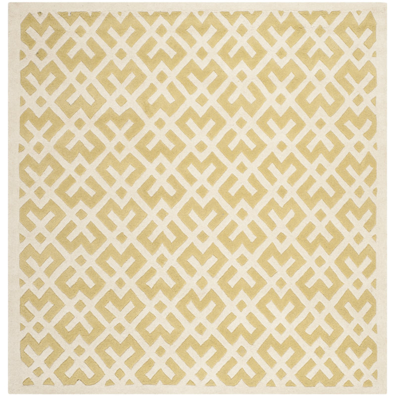 Teresita Hand Tufted Wool Geometric Rug, Square 7'
