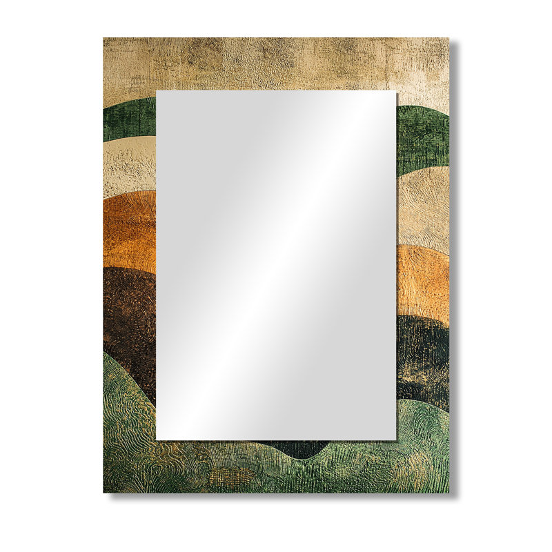 «Green Ploughed Earth Abstract Landscape II», «Farm La», miroir mural vert, reproduction d'art en métal, 40 po x 30 po