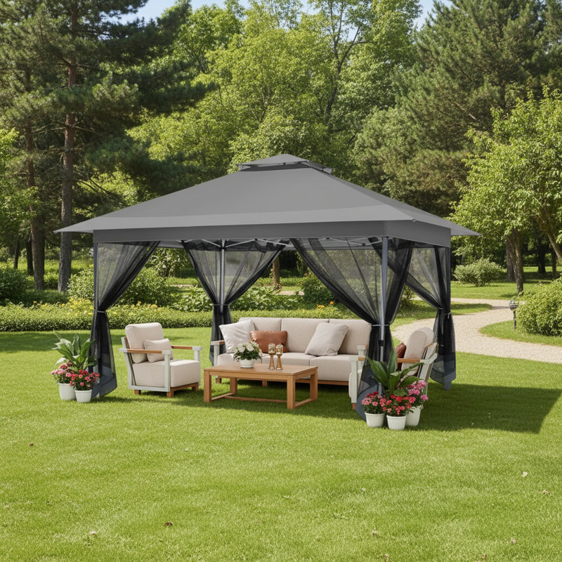 COBIZI 10x15 FT Pop up Gazebo Outdoor pop up Canopy Tent Patio Gazebos for Camping,Garden,Deck,Backyard, Darkgrey
