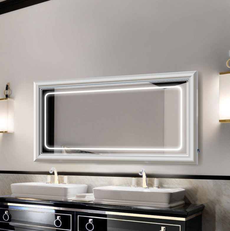 Cossette Metal Wall Mirror, 30" H x 60" W, Silver
