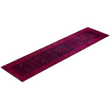 Overdyed Hand-Knotted Wool Modern-Contemporary Purple Runner 2' 6" x 10' 6"