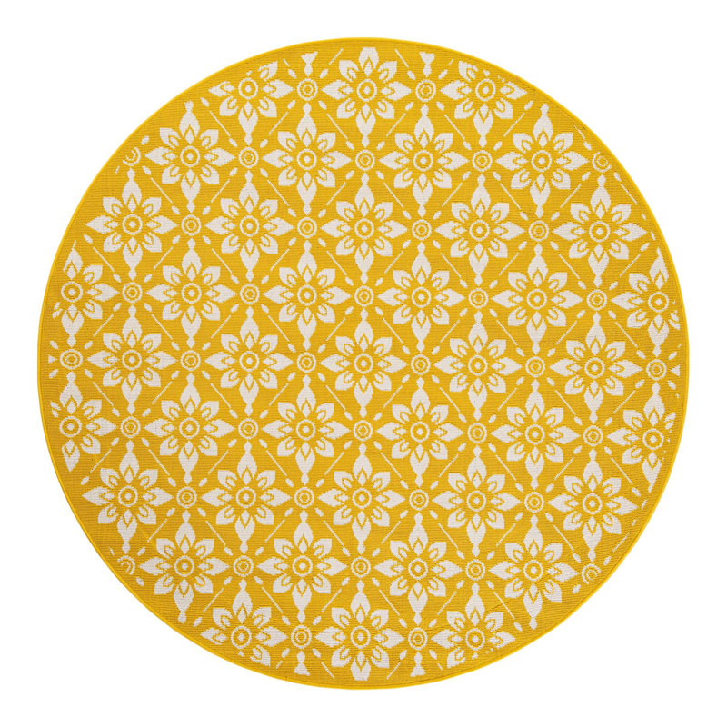 Outdoor Trellis Floral Indoor / Outdoor Rug, Round 6'1"