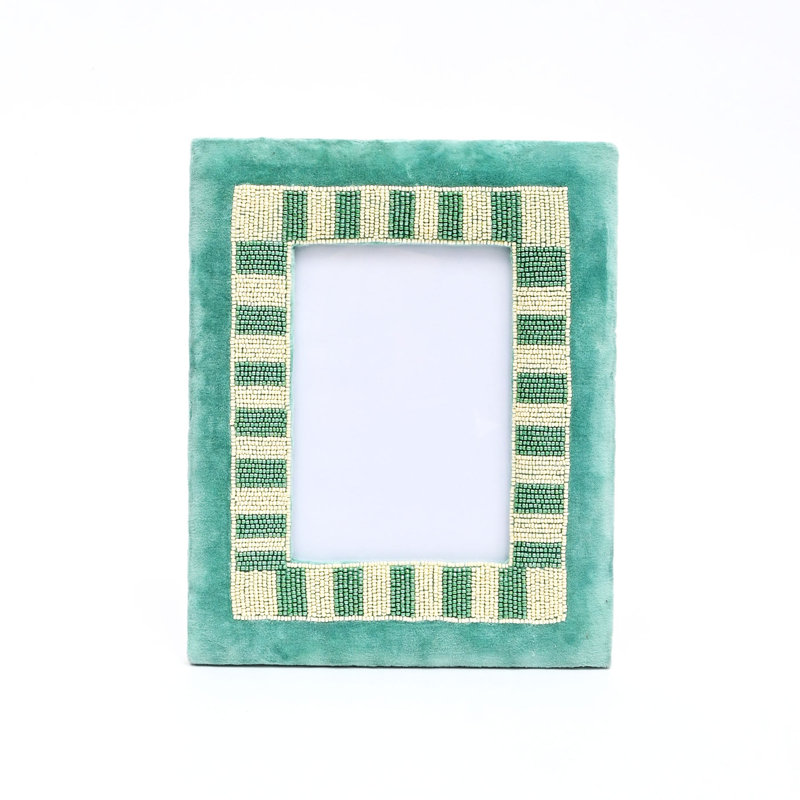 Beads Picture Frame, Teal/White
