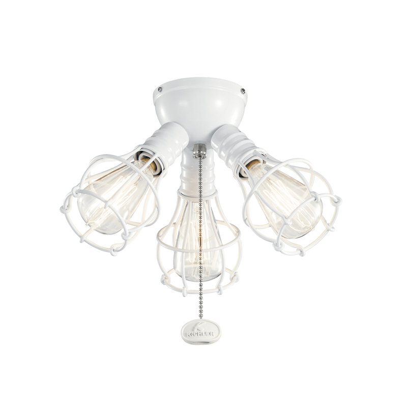 3-Light LED Ceiling Fan Light Fitter, White