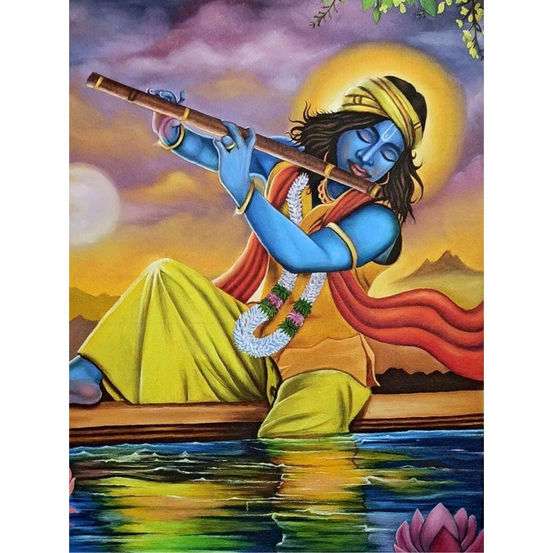Hare Krishna | Huile sur toile | Par Shankar Kamila | Décoration murale
